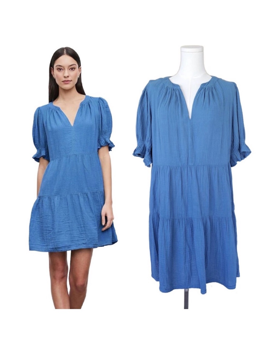 VELVET Graham & Spencer
Blue Clarissa Cotton Gauze
Tiered Mini Dress XL